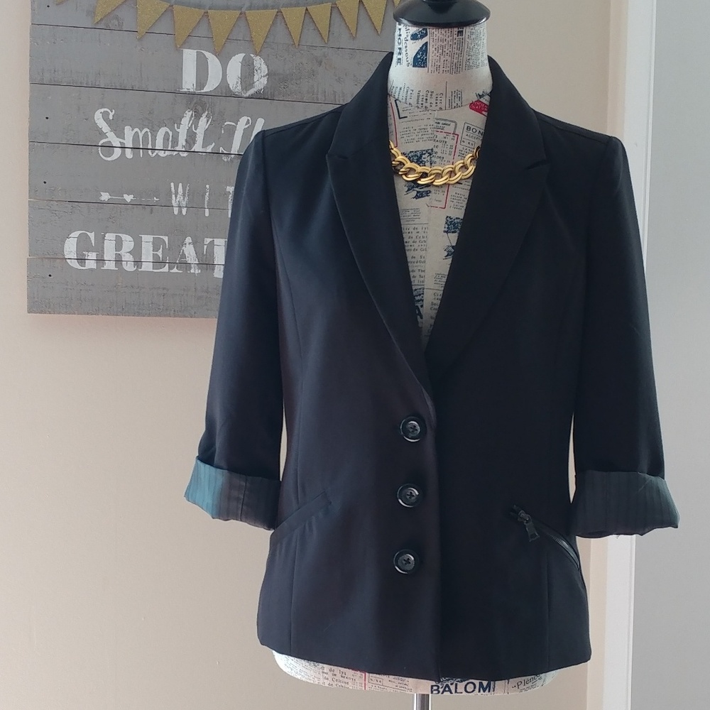 DKNY blazer-zipper pocket detail